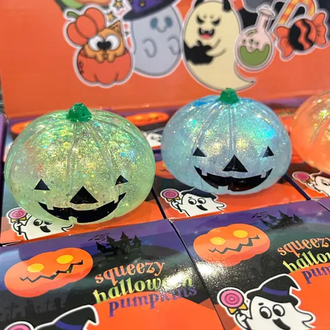 Halloween Kürbis Squishy Spielzeug TPR Anti Stress Spielzeug Mit Glitzer Lustige Jack O Lantern Dekompression Party Geschenke