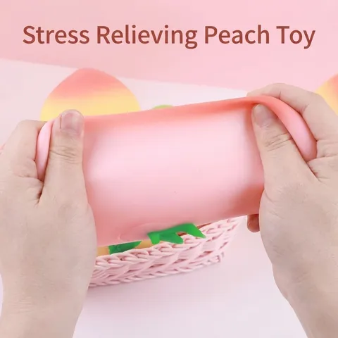 Juguete Squishy de Melocotón de Simulación Creativa Alivio del Estrés Rebote Lento Pelota de Fruta TPR Suave Descompresión