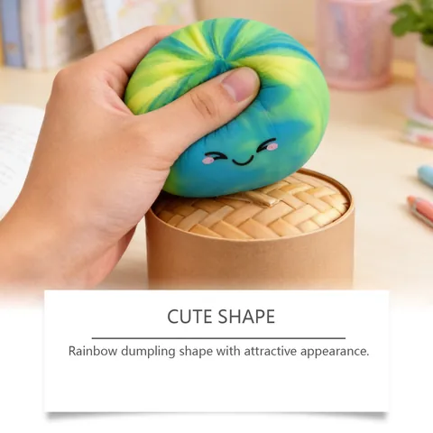 Giocattolo Squishy a Forma di Panino al Vapore Arcobaleno Simulazione Cibo Antistress Lento Ritorno Giocattolo da Schiacciare per Ufficio Scuola Bambini Adulti Regalo