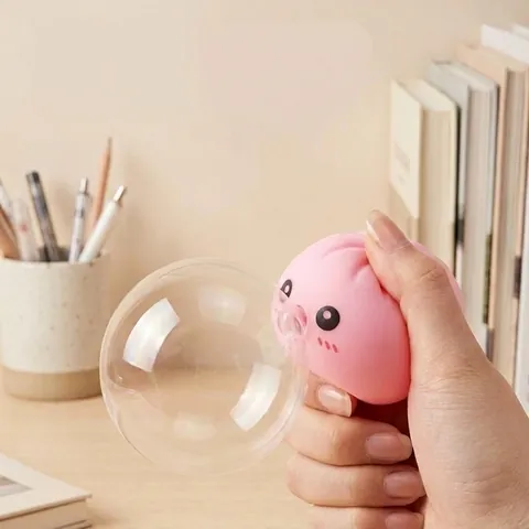 Giocattolo Squishy a Forma di Baozi Simpatica Espressione da Cartone Animato Giocattolo Antistress Sputa Bolle per Bambini e Adulti