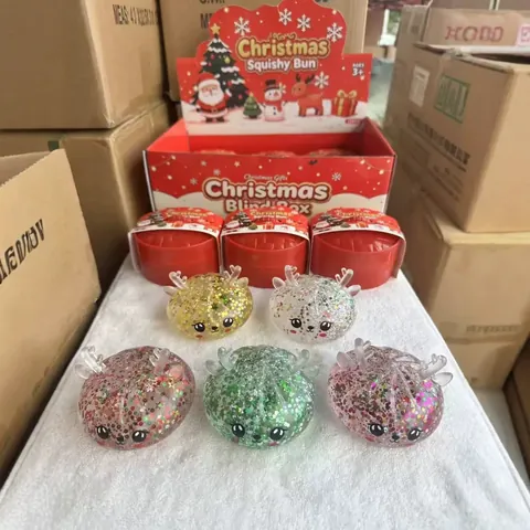 Juguete Squishy de Alce para Halloween Navidad Alivio del Estrés Rebote Lento TPR Purpurina Mochi Juguete Blando Regalo