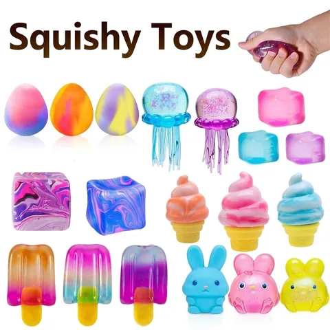TPR Slow Rebound Maltose Squishy Toy Stress Relief Sensory Fidget Toy In Ice Cube And Butter Shapes For Relaxation