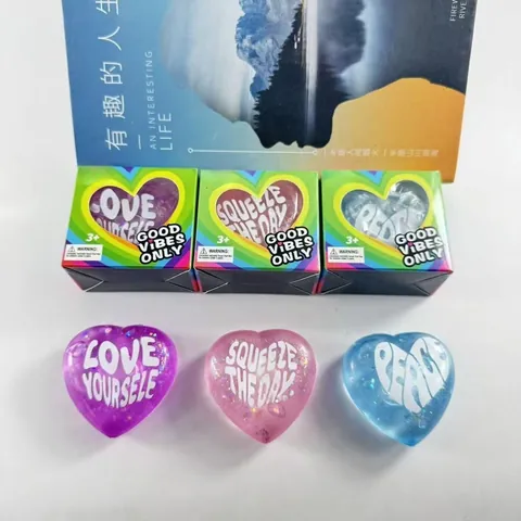 Juguete para Apretar en Forma de Corazón con Purpurina Alivio del Estrés para Niños Adultos Oficina Regalo