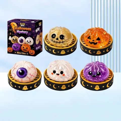 Halloween Fantasma Calabaza Squishy Juguete Antiestrés Dibujos Animados Mystery Blind Box TPR Juguete para Apretar para Niños Adultos Fiesta