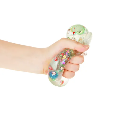 Jouet Squishy Rebond Lent Bouteille à la Mer Dessin Animé Fruits Paillettes Anti-Stress Jouet Sensoriel pour Enfants Adultes