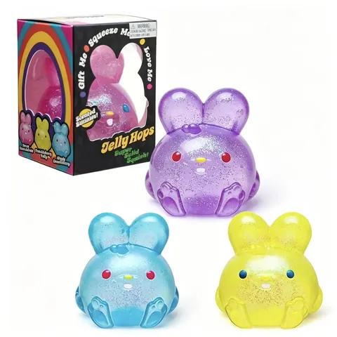 Jouet à Presser Lapin Mignon Anti-stress Semi-transparent TPR Paillettes Jouet Sensoriel Pour Enfants Adultes Bureau Maison Cadeau