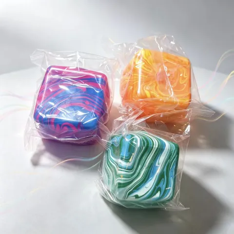 Creative Marble Pattern Cube Squishy Slow Rebound TPR Stress Relief Toy Soft Decompression Squeezing Toy For Daily Use