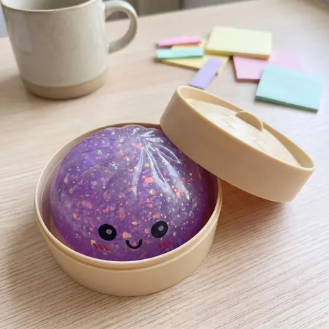 Giocattolo Squishy a Forma di Panino al Vapore Simulato a Ritorno Lento Giocattolo Antistress Fidget Cartone Animato Faccia Sorridente Sensoriale Con Brillantini