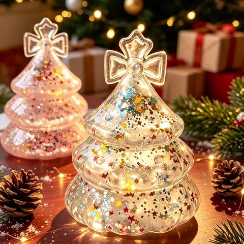 Christmas Tree Santa Claus Squishy Toy Slow Rebound Glitter Sensory Stress Relief Toy Festive Gift Party Favors