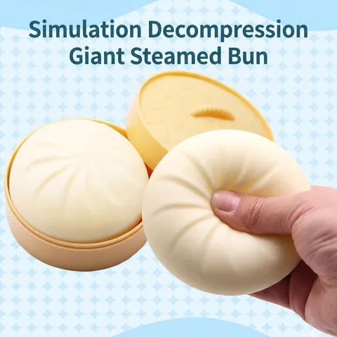 Simulazione Baozi Cibo Giocattolo Morbido Sollievo dallo Stress Giocattolo Sensoriale Morbido TPR Panino al Vapore con Contenitore