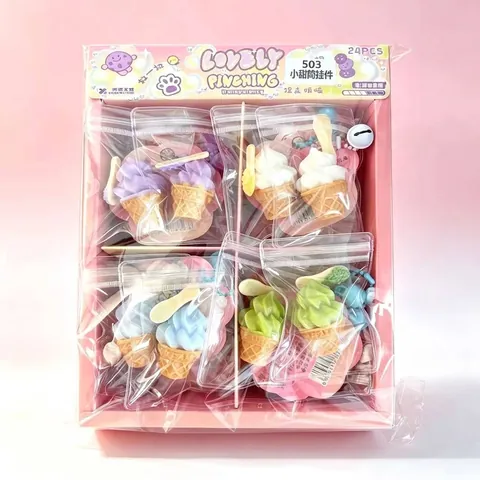 Simulation Ice Cream Food Play Squishy Toy Slow Rebound Stress Relief Pendant TPR Decompression Toy Gift For Office School Daily Use