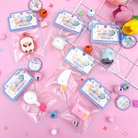 Simulation Kitchenware Squishy Toy Cartoon Kitchen Utensils Stress Relief Toy For Kids Adults Fun Pendant Gift