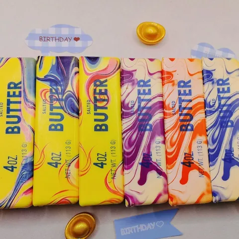 Rainbow Marble Stripe Butter Stick Squishy Toy Slow Rising Stress Relief Squeeze Sensory Fidget Toy For Kids Adults Gift
