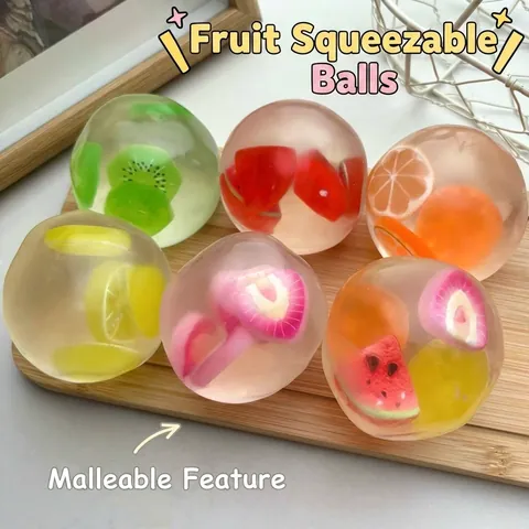 Giocattolo Antistress Fatto a Mano con Fette di Frutta Palla Morbida da Spremere Consistenza Gelatina Trasparente Palla Sensoriale per Bambini Adulti