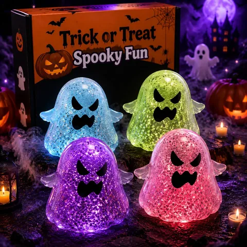 Juguete Blando de Fantasma de Halloween para Aliviar el Estrés de TPR Suave Relleno de Maltosa Juguete Fidget para Niños y Adultos