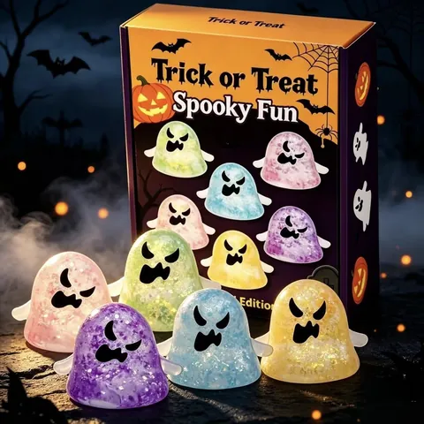 Juguete Antiestrés de Fantasma de Halloween Squishy TPR Brillo Diablo Sonrisa Cara Squeeze Fidget Toy Regalo Fiesta
