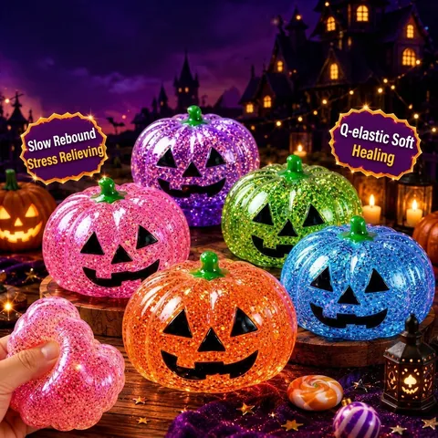 Halloween Κολοκύθα Παιχνίδι Squishy Αργή Επαναφορά Αποφόρτιση Άγχους Γέμιση Μαλτόζης Γκλίτερ Μαλακό Παιχνίδι Εκτόνωσης για Πάρτι