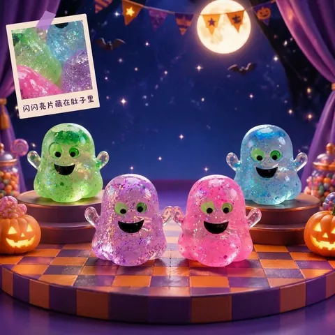 Halloween Geist Kürbis Squishy Spielzeug TPR Glitzer Langsam Erholendes Stressabbau Squeeze Spielzeug Für Party Kinder Geschenk