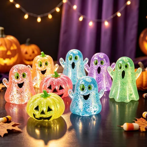 Halloween Geist Kürbis Squishy Spielzeug TPR Glitzer Langsam Erholendes Stressabbau Squeeze Spielzeug Für Party Kinder Geschenk