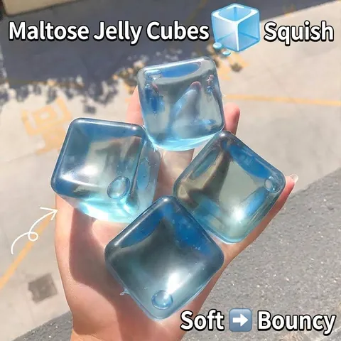 Transparent Ice Cube Squishy Toy Stress Relief Slow Rebound Fidget Toy For Adults Teens Office Daily Use Blue Pink Purple Green