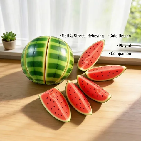Summer Simulation Watermelon Squishy Toy Realistic Fruit Slow Rebound Stress Relief Squeeze Toy Soft PU Foam Toy For Kids Adults