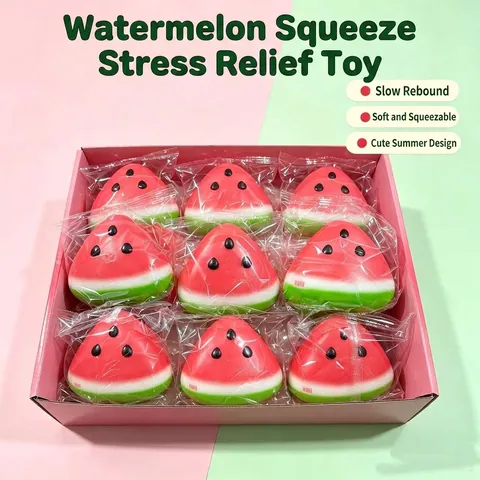 Realistische Wassermelonenscheibe Squishy Spielzeug Langsam Steigendes Stressabbau Spielzeug Weiches PU Simulation Frucht Für Kinder Erwachsene Tisch Deko