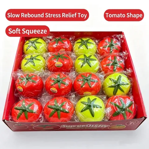 Realistic Simulation Tomato Squishy Toy Slow Rebound PU Vegetable Stress Relief Squeeze Toy For Kids Adults Home Office Decor