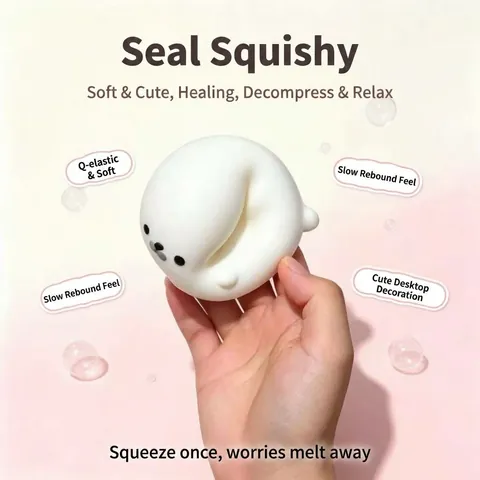 Cute Seal Squishy Toy Slow Rising Soft Foam Animal Stress Relief Squeeze Toy For Children Adults Desk Decoration Gift