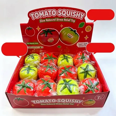 Realistic Simulation Tomato Squishy Toy Slow Rebound PU Vegetable Stress Relief Squeeze Toy For Kids Adults Home Office Decor