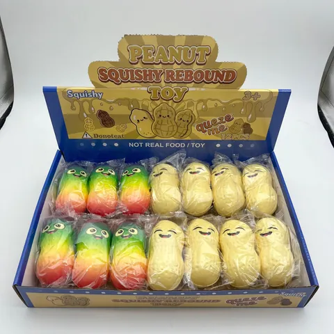 Jouet Squishy en Forme de Cacahuète Réaliste Rebond Lent PU Jouet Anti-Stress Jouet à Presser Doux pour Bureau Enfants