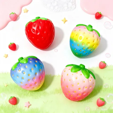 Slow Rising Strawberry Squishy Toy Simulation Fruit PU Foam Squeeze Stress Relief Toy For Kids Adults Everyday Decor