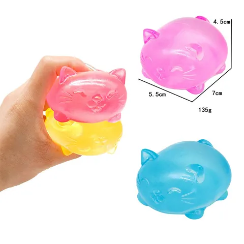 Cute Cat Shaped Maltose Squishy Toy Soft TPR Slow Rebound Cat Stress Ball Stress Relief Squeeze Toy For Kids Adults