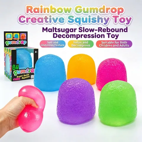 Jouet Squishy Bonbon Arc-en-Ciel Anti-stress Jouet à Presser Maltose Rebond Lent Mochi Jouet Sensoriel Pour Enfants Adultes Bureau