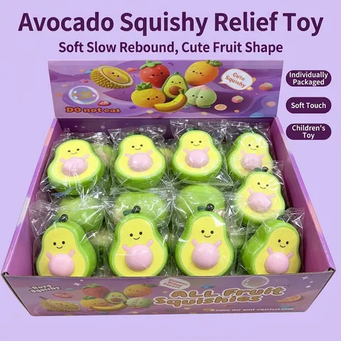 Cartoon Avocado squishy Toy Slow Rebound Stress Relief PU Foam Fruit Squeeze Toy For Kids Adults Office Desk Decor