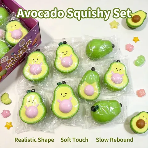 Cartoon Avocado squishy Toy Slow Rebound Stress Relief PU Foam Fruit Squeeze Toy For Kids Adults Office Desk Decor