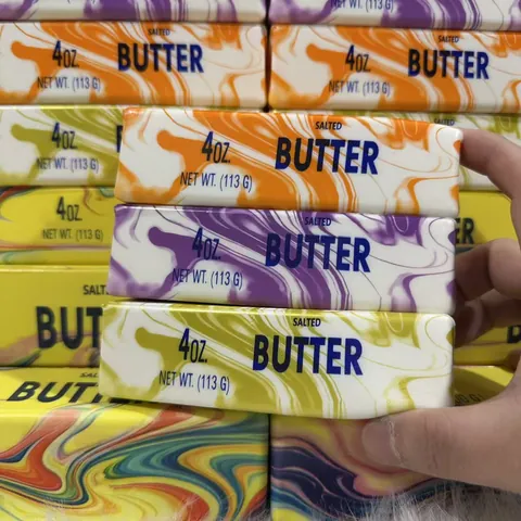 Creative PU Slow Rebound Butter Stick Squishy Toy Marble Flow Texture Stress Relief Salted Butter Squeeze Toy Office Gift