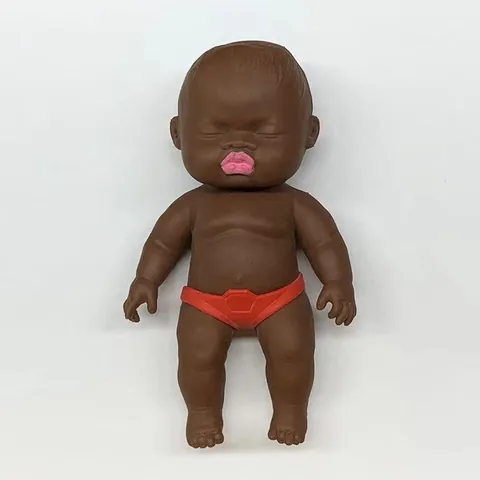 Ugly Cute Black Baby Squishy Stress Relief Toy Slow Rebound Soft TPR Rubber Doll For Adults Kids Sensory Office Table Decor