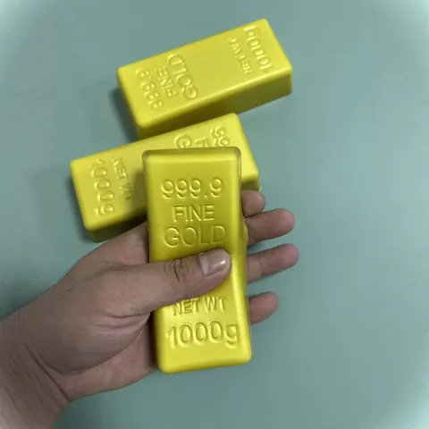Simulation Gold Bar PU Squishy Toy Slow Rebound Stress Relief Toy Soft Fake Bullion Yellow Sensory Fidget Toy For Home Office Relaxation