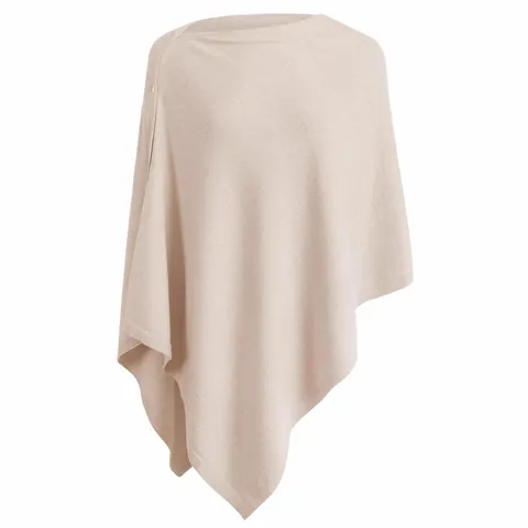 Women Multi-way Knitted Poncho Shawl Viscose Solid Color Button Cardigan Elegant Asymmetric Sweater Cape For Autumn Winter