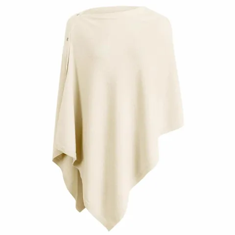 Women Multi-way Knitted Poncho Shawl Viscose Solid Color Button Cardigan Elegant Asymmetric Sweater Cape For Autumn Winter