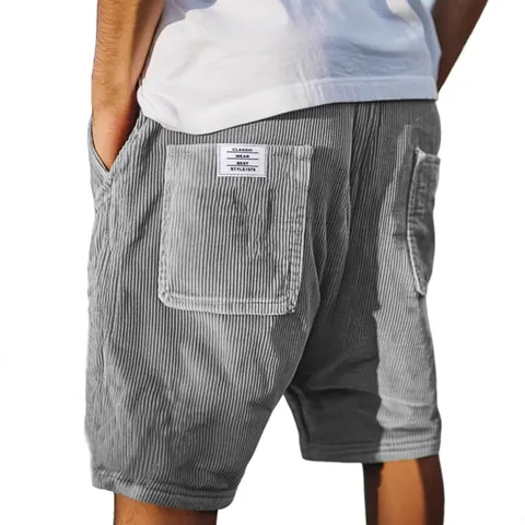 Heren Amerikaanse Vintage Corduroy Shorts Casual Multi-Pocket Zomer Bottom Rechte Pijp Mode Retro Label Design Bottom