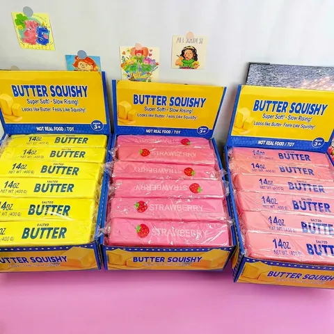 Slow Rising PU Foam Butter Bar Squishy Toy Strawberry Scented Stress Relief Fidget Toy Soft Texture Sensory Toy For Kids Adults
