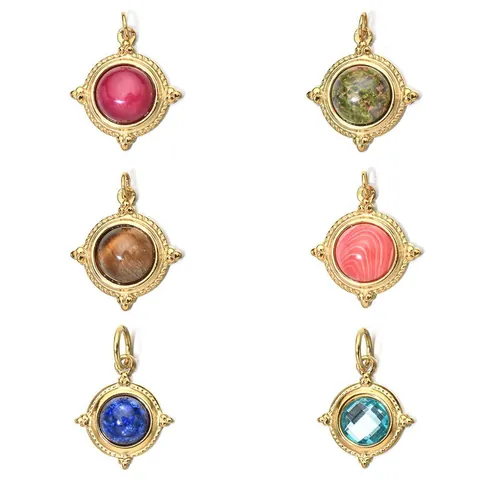 Ciondolo Vintage in Acciaio Inossidabile Placcato Oro 18K Pietra Naturale Ovale Cuore Papaya per Creazione di Gioielli DIY Collana Bracciale
