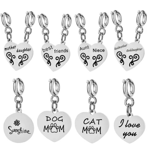 Ciondolo a Forma di Cuore in Acciaio Inossidabile per Regalo Famiglia Amici Madre Figlia Cugino Sorella Migliore Amica Accessorio per Gioielli
