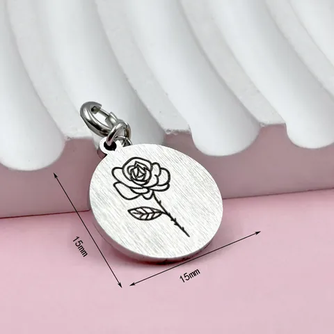 Ciondolo Rotondo DIY in Acciaio Inossidabile con Fiore di Nascita Personalizzato Minimalista Fiore Mensile Charms per Collana Bracciale Gioielli