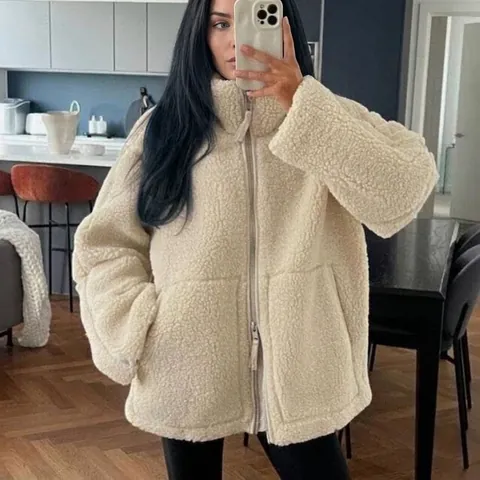 Dames Teddy Fleece Jas Polyester Rits Losse Pluche Mantel Met Zakken Casual Winter Warm Staande Kraag Top Voor Vrouwen