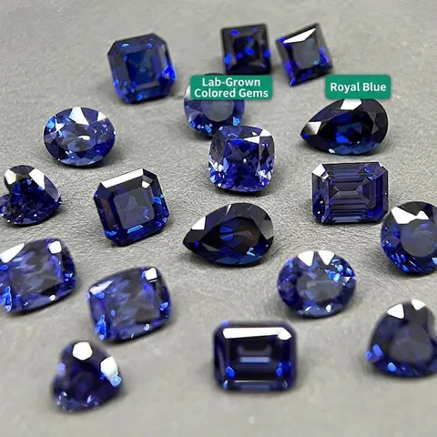 Lab-Grown Royal Blue Sapphire Loose Stone Heart Cushion Round Oval Shape Synthetic Sapphire Gemstone For Jewelry Making