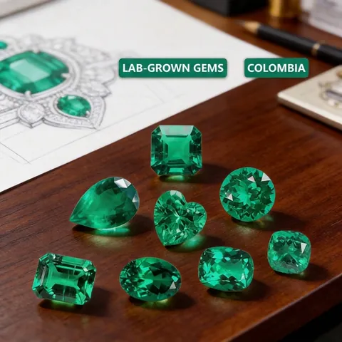 Émeraude de Synthèse Pierre Non Montée Vert Muzo Colombien Hydrothermale Taille Ronde Gemme Pour Création de Bijoux Bague