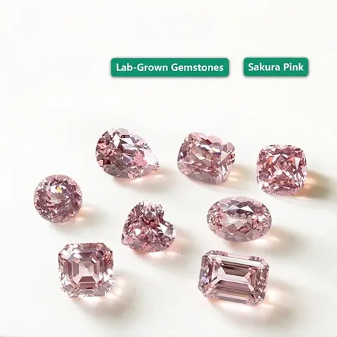 Zaffiro Rosa Flor de Cerezo Creado en Laboratorio Piedra Preciosa Suelta Cortes Múltiples Método Czochralski