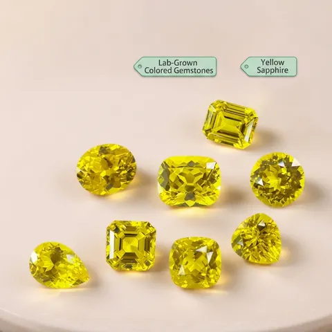 Lab Grown Yellow Sapphire Loose Stone Multiple Shapes Round Heart Cushion Cut Synthetic Gemstone VVS For Jewelry Making